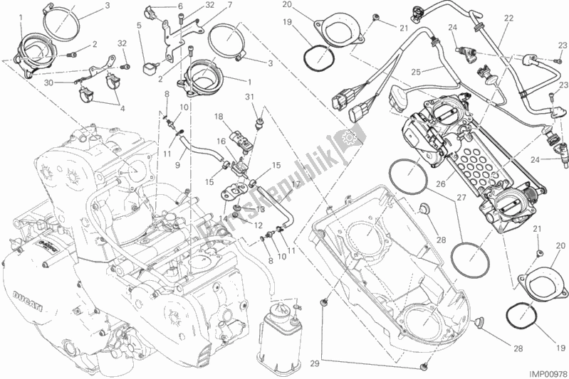Wszystkie części do Korpus Przepustnicy Ducati Monster 1200 R USA 2016